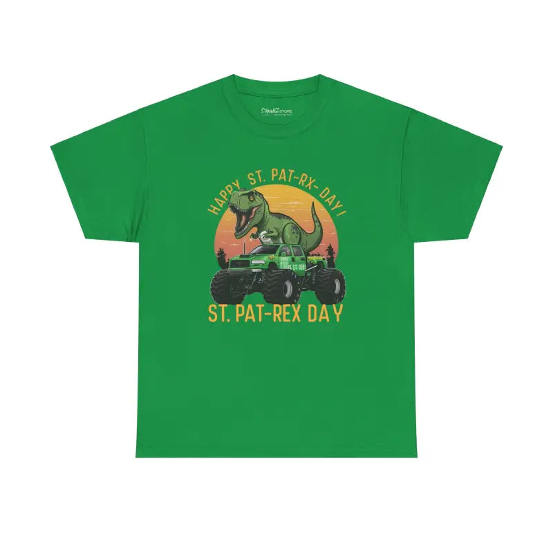 Dino Jeep St. Patty’s Day Unisex Heavy Cotton Tee - T-shirt