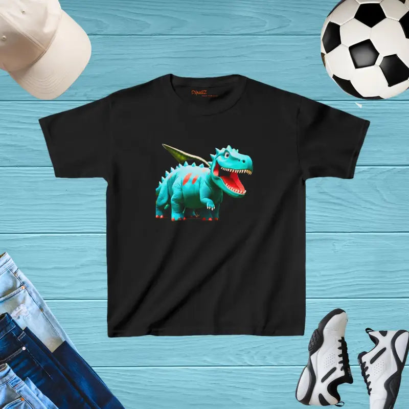 Dinosaur Kids Heavy Cotton™ Tee - Everyday Comfort! - Xs / Black Clothes