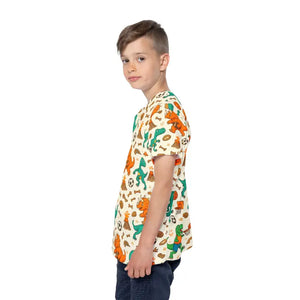 Kids Sports Jersey - Dinosaur Print Adventure Tee - Dipaliz - T-shirts