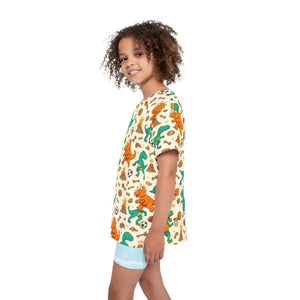 Kids Sports Jersey - Dinosaur Print Adventure Tee - Dipaliz - T-shirts