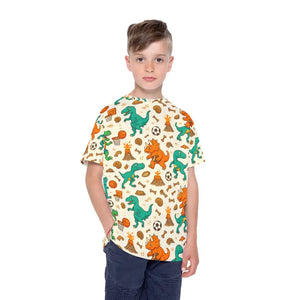 Kids Sports Jersey - Dinosaur Print Adventure Tee - Dipaliz - Xs - T-shirts