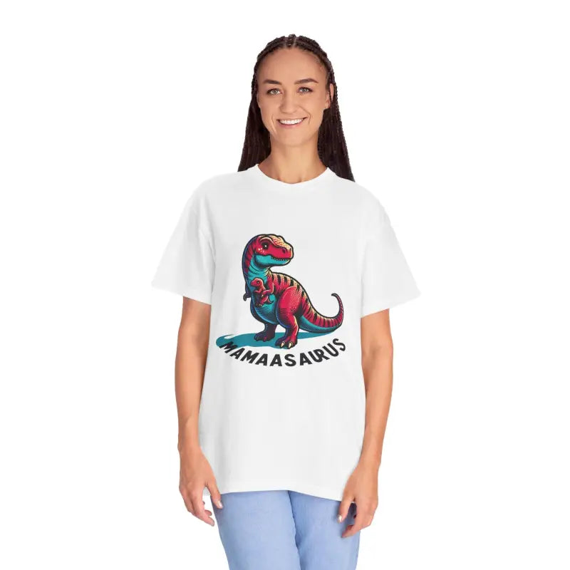 Unisex Cotton Tee: Rock your Inner Dinosaur Mamasaurus! - White / s T-shirt