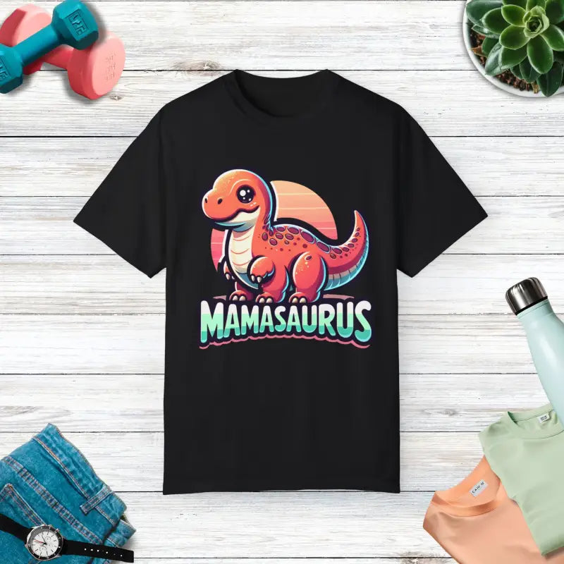 Dinosaur Mamasaurus Unisex Garment-dyed T-shirt - Black / s T-shirt