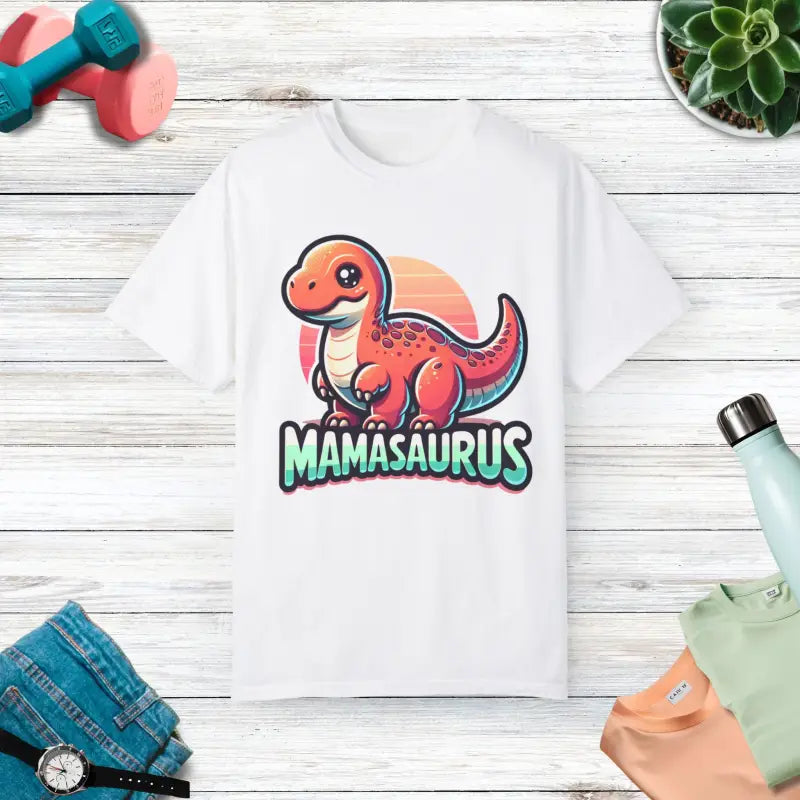 Dinosaur Mamasaurus Unisex Garment-dyed T-shirt - White / s T-shirt