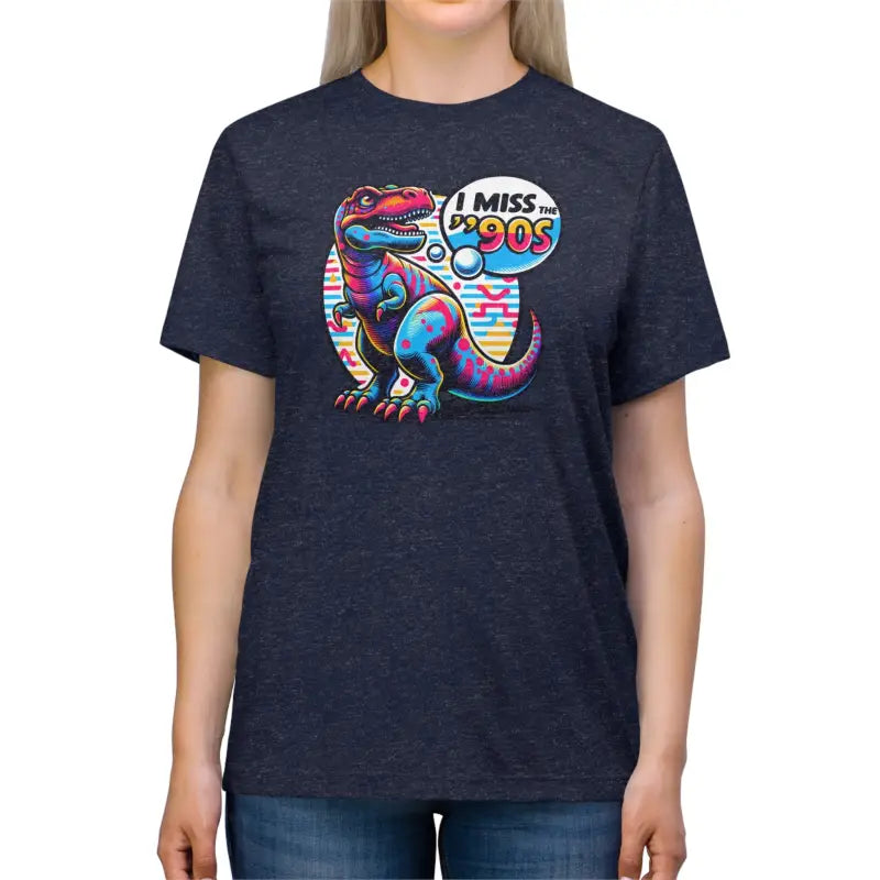 Unisex Triblend Tee: Retro Dinosaur Style for 90’s Lovers - Navy Triblend / s T-shirt