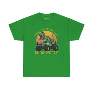 Dinosaur on Jeep Heavy Cotton Tee - St Patricks Day Unisex - Dipaliz - T-shirts
