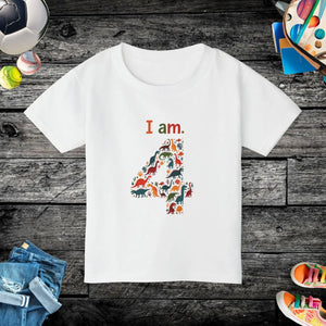 Vibrant Dinosaur Themed Toddler Tee - 4th Birthday - Dipaliz - T-shirts
