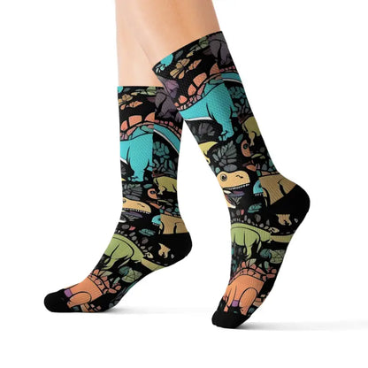 Elevate your Style with Dinoz Dinosaur Sublimation Socks - s