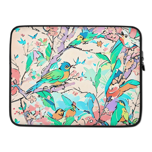 Birds Laptop Sleeve - Padded Zipper Faux Fur - Dipaliz - Bags