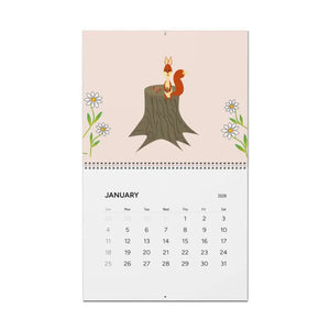 Wall Calendar 2026 Cute Animals Plants Matte Grid Pages Dipaliz - 14’’ x 11.5’’ / Glossy - Calendars