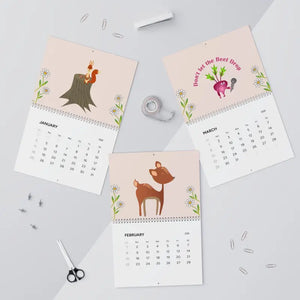 Wall Calendar 2026 Cute Animals Plants Matte Grid Pages Dipaliz - Calendars