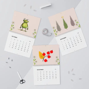 Wall Calendar 2026 Cute Animals Plants Matte Grid Pages Dipaliz - Calendars