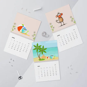 Wall Calendar 2026 Cute Animals Plants Matte Grid Pages Dipaliz - Calendars