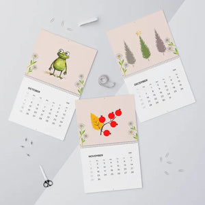 Wall Calendar 2026 Cute Animals Plants Matte Grid Pages Dipaliz - Calendars