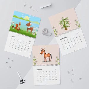 Wall Calendar 2026 Cute Animals Plants Matte Grid Pages Dipaliz - Calendars