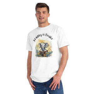 Cute Elephant Reading Classic t Shirt - Organic Cotton Tee - Dipaliz - T-shirts