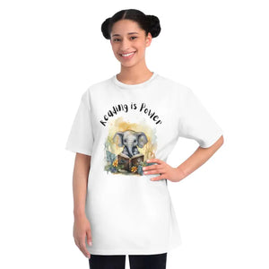 Cute Elephant Reading Classic t Shirt - Organic Cotton Tee - Dipaliz - White / s - T-shirts