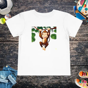 Funny Monkey Toddler T-shirt Cotton Tee Adventure Ready - Dipaliz - White / 2t - Baby & Clothing