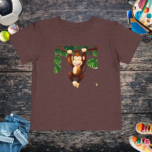 Funny Monkey Toddler T-shirt Cotton Tee Adventure Ready - Dipaliz - Heather Maroon / 2t - Baby & Clothing