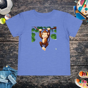 Funny Monkey Toddler T-shirt Cotton Tee Adventure Ready - Dipaliz - Heather Columbia Blue / 2t - Baby & Clothing