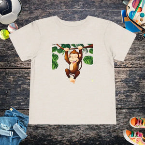 Funny Monkey Toddler T-shirt Cotton Tee Adventure Ready - Dipaliz - Heather Dust / 2t - Baby & Clothing