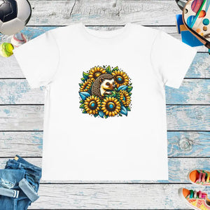 Toddler t Shirt Classic Fit Hedgehog with Sunflowers - Dipaliz - White / 2t - Baby & Clothing