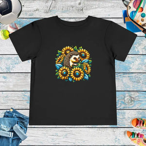 Toddler t Shirt Classic Fit Hedgehog with Sunflowers - Dipaliz - Black / 2t - Baby & Clothing