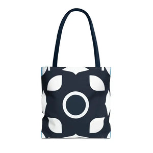 Abstract Pattern Tote Bag Black & White All-over Print - Dipaliz - 16’’ × / Navy - Bags