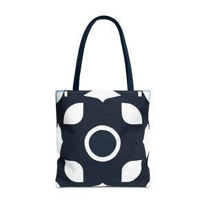 Abstract Pattern Tote Bag Black & White All-over Print - Dipaliz - 18’’ × / Navy - Bags