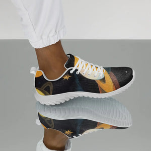 Black Yellow Abstract Pattern Athletic Shoes - Dipaliz - Sneakers