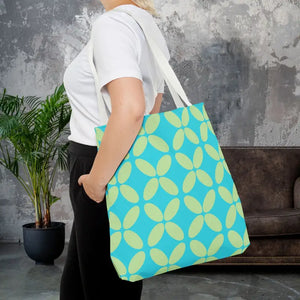 Abstract Blue Green Pattern Tote Bag All-over Print - Dipaliz - 18’’ × / White - Handbags