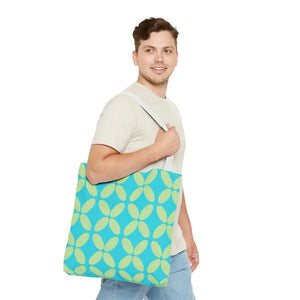 Abstract Blue Green Pattern Tote Bag All-over Print - Dipaliz - Handbags