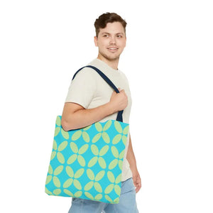 Abstract Blue Green Pattern Tote Bag All-over Print - Dipaliz - Handbags
