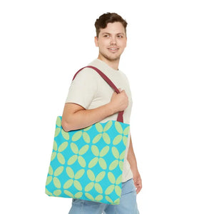 Abstract Blue Green Pattern Tote Bag All-over Print - Dipaliz - Handbags