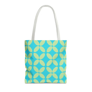 Abstract Blue Green Pattern Tote – Durable Polyester - Dipaliz - Handbags