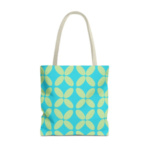 Abstract Blue Green Pattern Tote – Durable Polyester - Dipaliz - Handbags