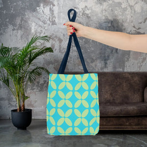 Abstract Blue Green Pattern Tote – Durable Polyester - Dipaliz - Handbags