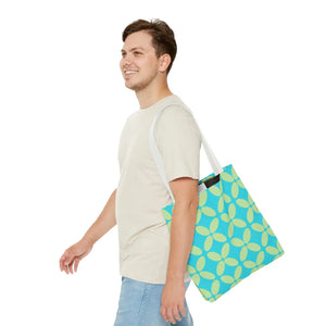 Abstract Blue Green Pattern Tote – Durable Polyester - Dipaliz - Handbags