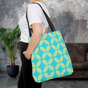 Abstract Blue Green Pattern Tote – Durable Polyester - Dipaliz - Handbags