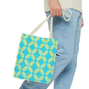 Abstract Blue Green Pattern Tote – Durable Polyester - Dipaliz - Handbags
