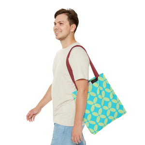 Abstract Blue Green Pattern Tote – Durable Polyester - Dipaliz - Handbags