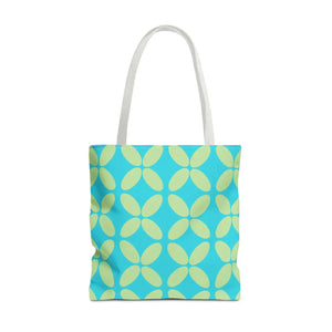 Abstract Blue Green Pattern Tote – Durable Polyester - Dipaliz - Handbags