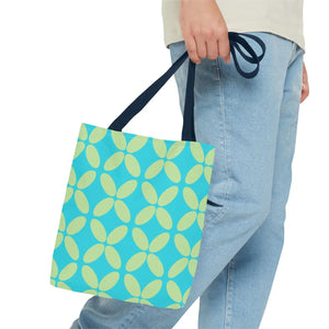 Abstract Blue Green Pattern Tote – Durable Polyester - Dipaliz - Handbags