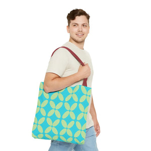 Abstract Blue Green Pattern Tote – Durable Polyester - Dipaliz - Handbags