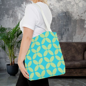 Abstract Blue Green Pattern Tote – Durable Polyester - Dipaliz - Handbags