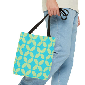 Abstract Blue Green Pattern Tote – Durable Polyester - Dipaliz - Handbags