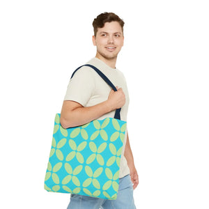 Abstract Blue Green Pattern Tote – Durable Polyester - Dipaliz - Handbags