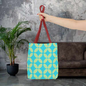 Abstract Blue Green Pattern Tote – Durable Polyester - Dipaliz - Handbags