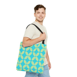 Abstract Blue Green Pattern Tote – Durable Polyester - Dipaliz - Handbags