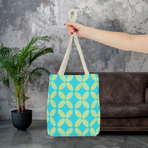Abstract Blue Green Pattern Tote – Durable Polyester - Dipaliz - Handbags